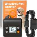 Wireless Pet Barrier - Rechargeable Indoor Barrier with 6 Adjustable Range Radius up to 7 ft, 6 Adjustable Safe Static Intensity, Electric Fence System for Dogs with Hook(Black)