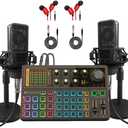 sktome K300 Sound Effects Board, Podcast Equipment Bundle for 2, Voice Changer Podcast Microphone Bundle - Multiple Sound Effects, Perfect for Podcasting, Recording, Singing, Streaming and Gaming
