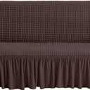 NICEEC Sofa Slipcover Brown Sofa Cover 1 Piece Easy Fitted Sofa Couch Cover Universal High Stretch Durable Furniture Protector with Skirt Country Style (3 Seater Chocolate Brown) (Large)