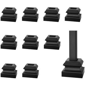 Sidasu 9-Pack Baluster Shoes Flat Shoes with Screw Iron Baluster Shoes for 1/2" Square Balusters （Connectors are Not Included）