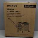 Folding Utility Cart Portable Rolling Crate Handcart Shopping Trolley Collapsible Tool Box, with Lid, Basket on 4 Rotate Wheels, for Grocery, Shopping, Office, Storage, Teacher (Purple)