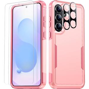 SPIDERCASE Designed for Samsung Galaxy S25 FE Case,[10 FT Military Grade Drop Protection],2 Pack [Tempered Glass Screen Protector+Camera Lens Protector] Heavy Duty Shockproof Case,Pink