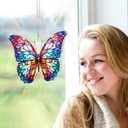 Patelai 6 Pcs Acrylic Butterfly Suncatcher Ornament Faux Stained Glass Butterfly Gifts for Women Colorful Hummingbird Cardinal Suncatcher Window Hanging Decor for Home Spring Summer Nature Lover