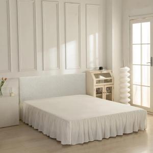 Bed Skirt Full Size Ruffled Bed Skirt with Split Corners, Ivory Full Bed Skirts 22 Inch Drop with Platform, 22'' Full