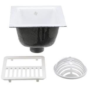 Zurn FD2375-NH3-H FD2375 12"x12" Floor Sink Body & Dome Strainer, 6" Sump Depth, 3" No-Hub, with Half Grate (3 Inch)