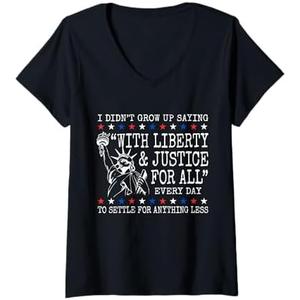 Womens I Didn't Grow Up Saying With Liberty And Justice For All V-Neck T-Shirt S Blue