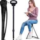 ALEVMOOM Walking Cane with Seat Folding Lightweight, Cane Stool for Adults, Aluminum Walking Chair Capacity 330lb Portable Seat for Senior, with Carry Bag