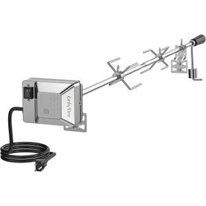 onlyfire Universal BBQ Grill Rotisserie Kit with 110V Electric Motor for Gas Grills - 45" 1/2" Hexagon Spit Rod
