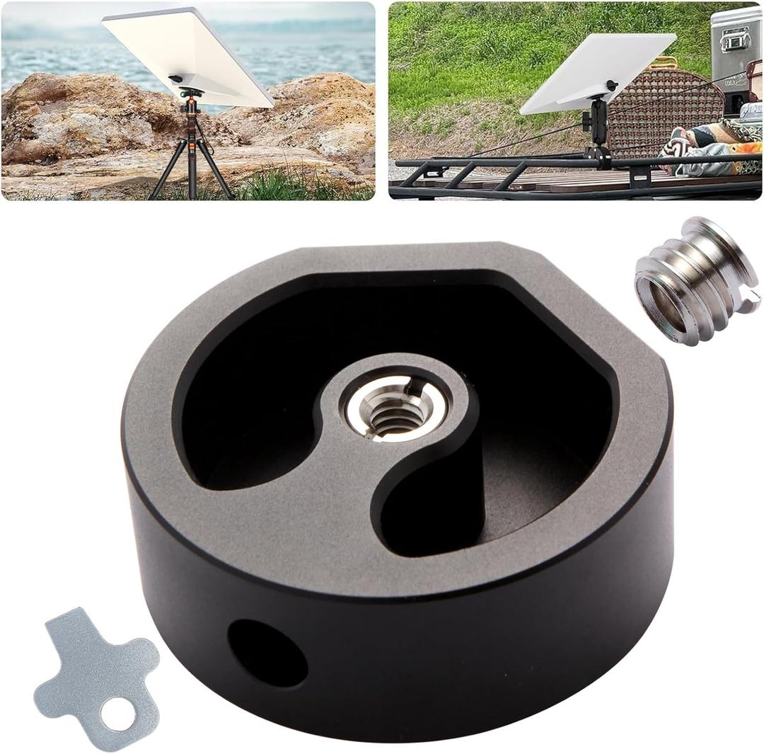 Starlink Mini Tripod Adapter - Aluminum Alloy Tripod Mount Adapter for Starlink Mini - 1/4"~20 and 3/8"~16 Threaded, Compatible with Most Tripod or Other Bracket Fixing - Use with Pipe Adapter