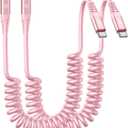 KIYODA USB C to Lightning Cable 3FTfor Car, Coiled iPhone Charger Fast Charging Short USBC Lightning iPhone Cord for iPhone14/13/12/11 Pro Max/iPad/CarPlay- 2Pack Pink