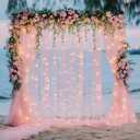 Fomcet Pink Tulle Backdrop Curtains with Lights String 10FT X 8FT Sheer Curtain with Lights Tulle Curtains Backdrop for Wedding Birthday Party Baby Shower Photo Shoot (2 Panels 5x8FT)