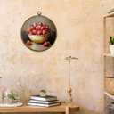 CUANFDDSF Moody Strawberry Cottage Kitchen Round Wall Art, Still Life Country Kitchen Wall Hanging Frame Decor, Vintage Fruit Farmhouse Canvas Prints Decorations for Home Dining Room, 10x10 Inch (Colour 05)