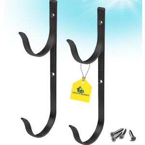 Gray Bunny Pool Pole Hanger, 2 Piece Black Premium Aluminum Swimming Pool Accessories Hook Set, for Telescopic Poles, Skimmers, Leaf Rakes, Nets, Brushes, Vacuum Hose, Garden Tools