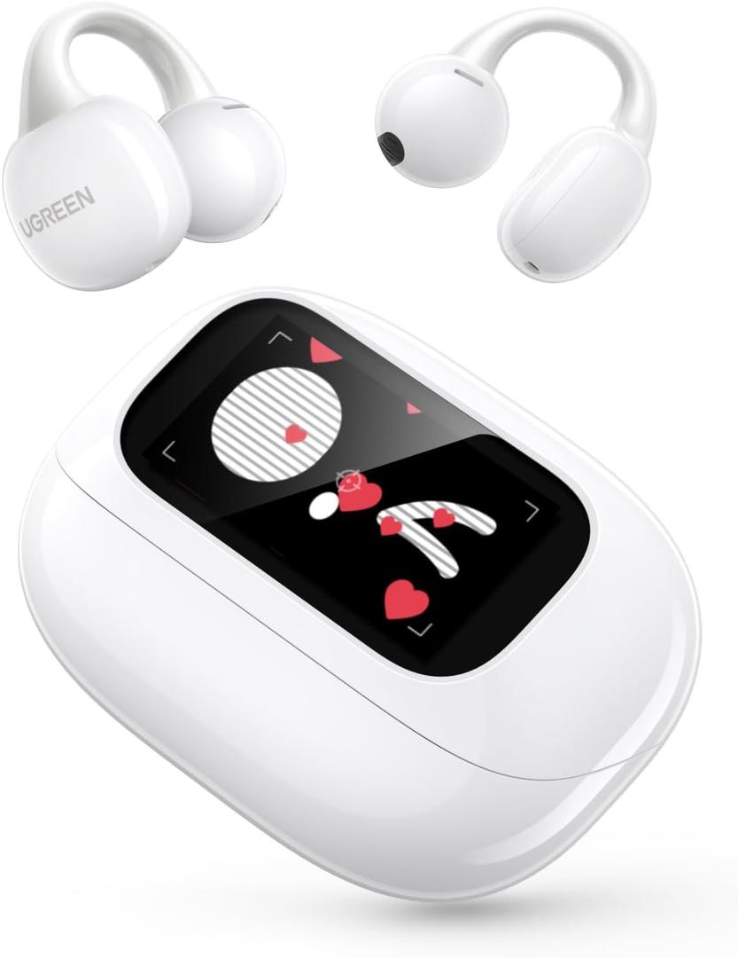 UGREEN S6 Magic Clip-Type Earbuds, Open-Ear Earbuds, with LCD Smart Display, Open-Ear Type, Bluetooth 5.4 0.5 inch (12 mm) Drivers, Total 30 Hours Playback, DNN Noise Canceling