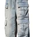 Baggy Cargo Jeans Men Teen Boys Casual Loose Jeans Flap Pockets Y2k Denim Pants 90s Hip Hop Streetwear (Small, Blue)