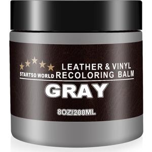 STARTSO WORLD Gray Leather Recoloring Balm, Leather Repair Kit for Furniture,Couches & Car Seats, Leather Paint, Leather Color Restorer, Leather Scratch Remover