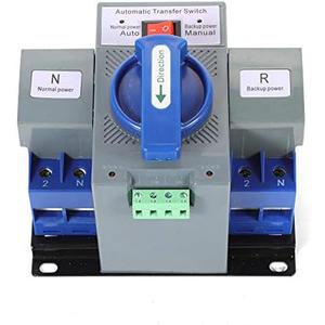 110V Dual Power Automatic Transfer Switch Dual Power Generator Changeover Switch 50HZ/60HZ (2P 63A Blue)