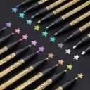 Betem Metallic Paint Markers, 18 Colors Acrylic Metallic Markers for Black Paper, 2mm Medium Tip Glitter Pens Scrapbooking Supplies, Teacher Appreciation Gift, Rock, Photo Albums, Card Making Kit