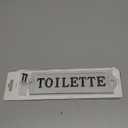 Sungmor Heavy Duty Cast Iron Door Toilet Sign - White Plaque Bathroom Wall Decor - Decorative Restroom Sign for Home, Office, Store or Restaurant - 1PC PACK & 8.3x2.2Inch.