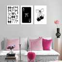 Kyiyhzp 3Pcs Fashion Black White Bow Canvas Wall Art Funky Aesthetic Cherry Poker Picture Painting Trendy Preppy Aesthetic Wall Decor Artwork for Girl Room Dorm Apartment Bedroom Decorations 16x24in