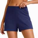 G4Free Casual Shorts for Women 3'' Athletic Shorts Elastic Waist Running Shorts Summer Shorts with Pockets (Blue)