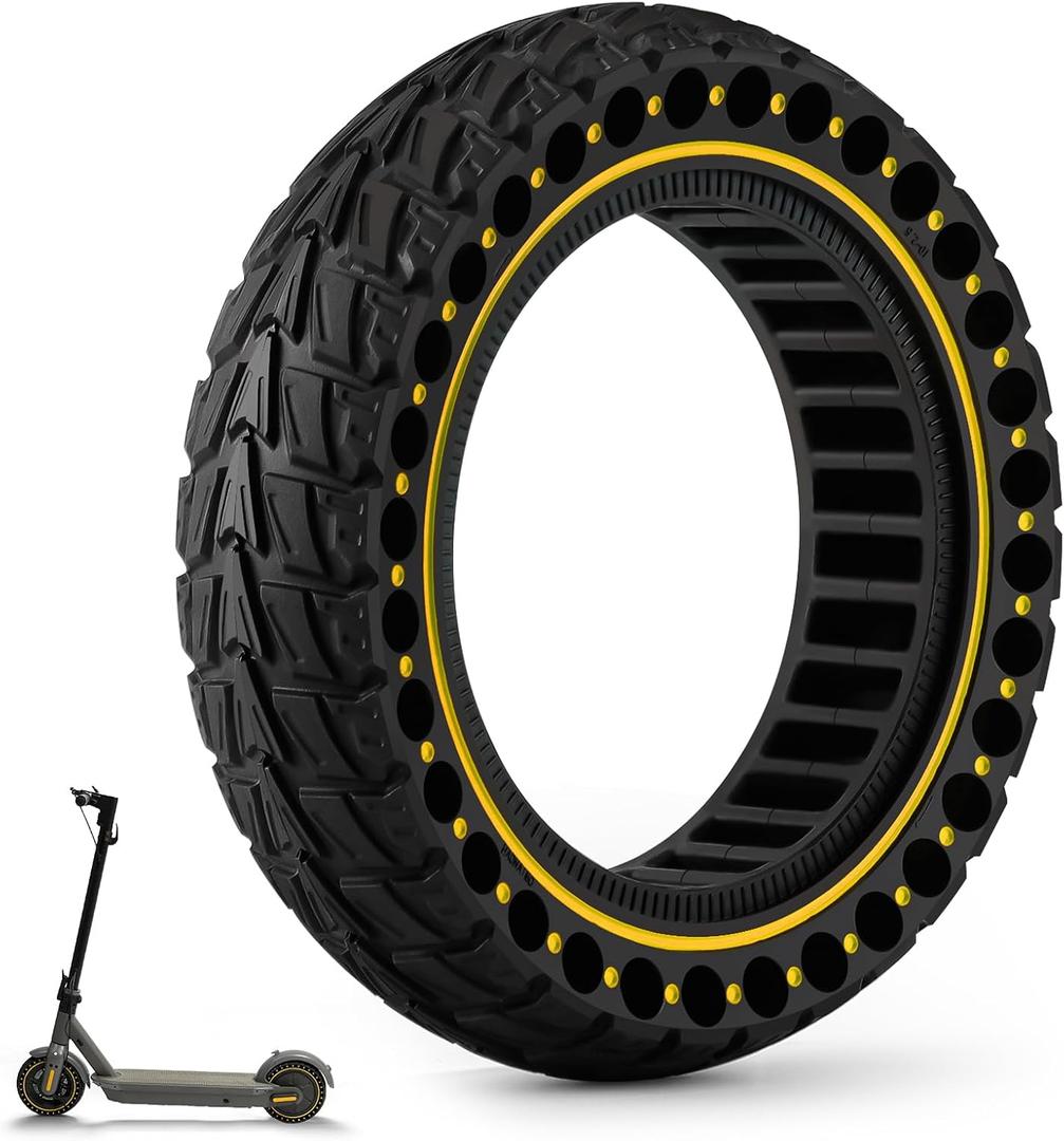 HAONAIMO E Scooter Tires,10 Inches x 2.5 Solid Tires,10 Inches Solid Replacement Wheels,60/70-6.5 Electric Scooter Solid Rubber Tires,Honeycomb Solid Tires for Ninebot Max G30/G30D/G30E/G30LP-Yellow