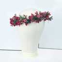 Flower Crown Floral Headpiece Christmas Floral Crown Red Berry Pine Cone Wedding Festivals Flower Headband Girls Boho Photo Props (red)