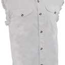 Milwaukee Leather DM1002 Men's Black Lightweight Denim Shirt with Frayed Cut Off Sleeveless S