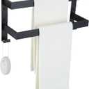 Double Towel Bar Towel Racks for Bathroom, Bath Towel Holders Wall Mount, Stainless Steel Towels Shelves Towel Rail, 2-Tiers (Matte Black, 16 Inches)