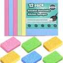 MEUUT 12 Packs Swedish Dishcloths and Kitchen Sponges for Cleaning, Reusable Absorbent Compressed Cellulose Cleaning Sponge Dish Clothes for Kitchen and Household Use