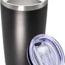 20 oz Tumbler Coffee Tavel Tumblers Bulk with Lid Stainless Steel Double Wall Vacuum Insulated Mug Powder Coated Cups fit Car Cupholder for Hot and Cold - Black, 1Pack