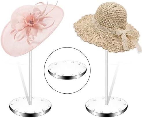Hdkwby Acrylic Hat Display Stand 2 Pack- Thickened Base for Helmet, Wig - Multi-Use for Perfumery, Watch, Glass, Jewelry Collectibles - Home, Office, Retail, Salons, Hotels, Malls ( 11.8Inch Height)