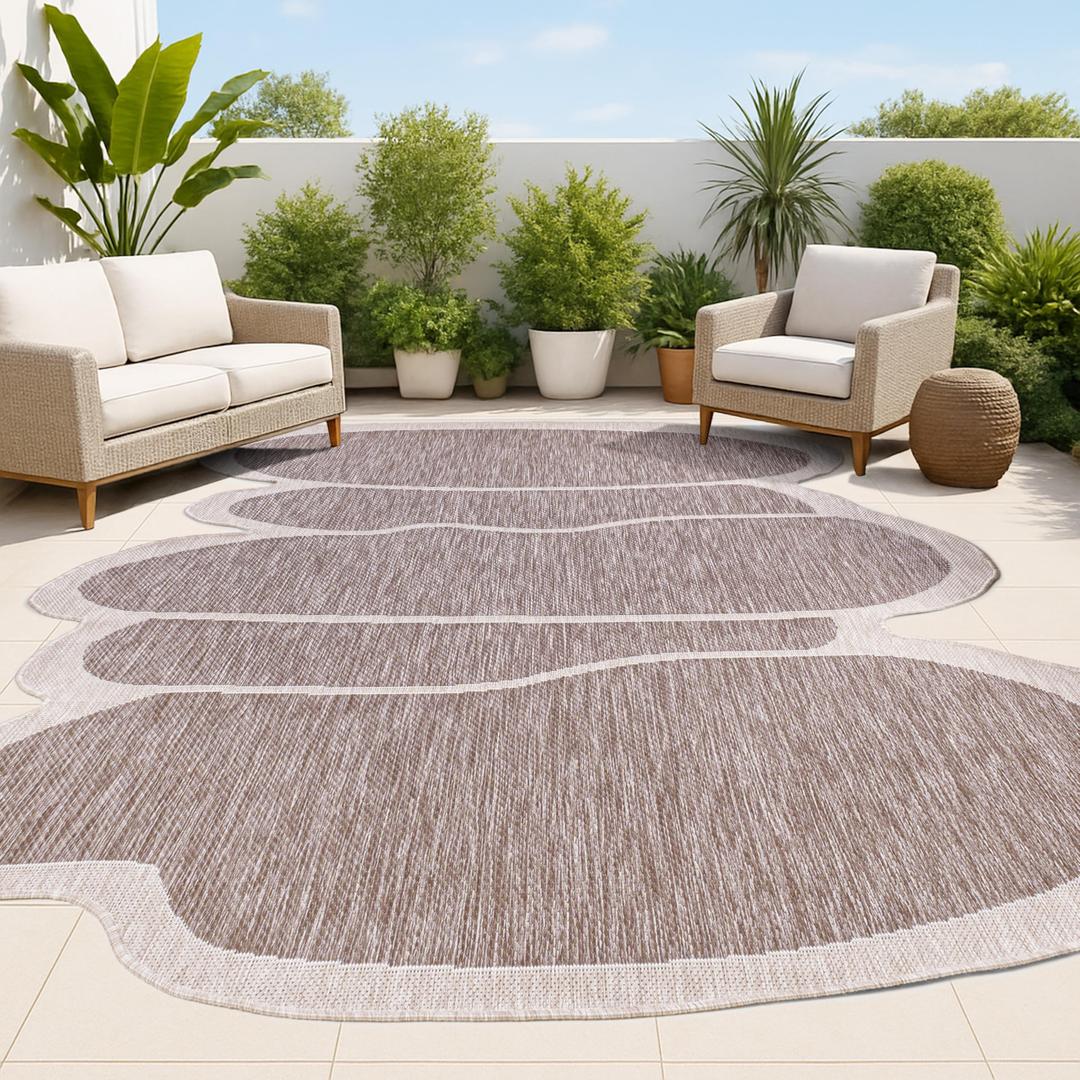 JONATHAN Y Rustic Abstract Indoor Outdoor Area Rug 4X6 Light Brown/Beige, Jasper Modern for Backyard, Patio, Porch, Easy-Cleaning, High Traffic, Pet-Friendly, Non-Shedding (SHP101D-4)