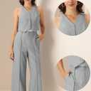 Allegra K Vest Pants Suits for Women's Dressy Two Piece Business Outfits Sleeveless Blazer Wide Leg Pants Sets (Grey)