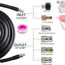 Sewer Jetter Kit for Pressure Washer 50FTDrain Cleaner Hose 1/4 Inch NPT Corner, Rotating and Button Nose Sewer Jetting Nozzle Kit Waterproof Tape Pearl Corsage Pin and Spanners 5800PSI