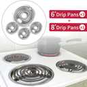 4-Piece Drip Pans Set - Compatible with GE Stoves - Chrome Finish Electric Stove Burner Drip Pans - 3 x 6inch, 1 x 8inch Stove Drip Pans - GE Stove Drip