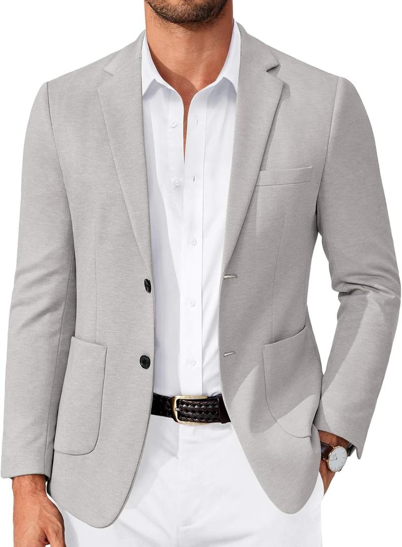 COOFANDY Men's Casual Knit Blazer Slim Fit Lightweight Sport Coat Stretch Two Button Suit Jacket (XX-Large)