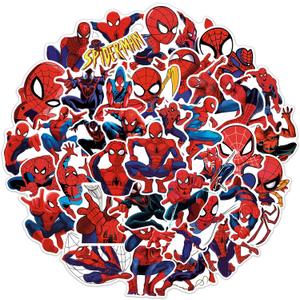 50Pcs Spiderman Sticker for Kids, Cool Superhero Cartoon Waterproof Vinyl Decal for Teen Girl Water Bottle Skateboard Notebook Phone Guitar Bike (Spider)
