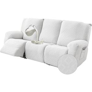 Gennia Waterproof Recliner Sofa Cover,Stretch Reclining Couch Covers with Pockets,Washable Lazy Boy Recliner Slipcovers,Leakproof Sofa Protector for Kids, Pets, Dog and Cat (1 Seat, Ivory-White)