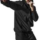 Zipper Sauna Suit with Hood - Ultimate Sweat Suit for WeightLose, Men's Sauna Suit | Intense Workout Gear for Men (X-Large, Black Jacket&pants)