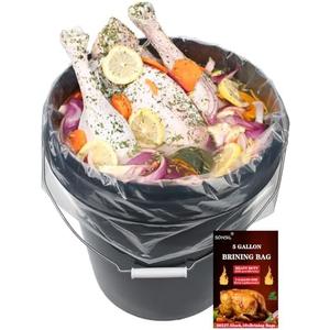 Turkey Brine Bag Set of 10, 20x27.5 Inch 5 Gallon Bucket Liner Bags for Brining and Marinating Meat, Extra Thick 5 mil Leak-Proof Brining Bags for Turkey, Chicken, and Beef (No BPA）