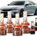 Fit For 2016-2022 Honda Civic Coupe/Hatchback/Sedan Vehicle Front Light Bulb,6000K White Enhanced Visibility with Cooling Fan Fog Lights Bulbs Kits,Direct Installation,Pack of 6