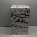 Luxury Marble Side Table,Square End Table for Modern Sofa and Bed, Living Room, Sofa, Bedroom（Calacatta Viola）
