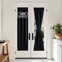NICETOWN French Door Curtains for Door Window, 100% Blackout Privacy Thermal Insulated Window Covering for French Front Glass, 1 Panel, Black, 25 x 72 inches Long