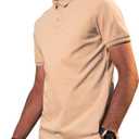 Men's Stripe Short Sleeve T-Shirt Mens Classic Casual Stripe Loose Shirts (L)