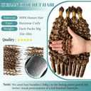 Burmese Curly Crochet Human Hair 50g Pre-separated Feather Crochet Hair Highlight Ombre Strawberry Brown Invisible Miracle Knots Hair 22 Inch Pre-looped Curly Wavy Bundles with Spiral Curl