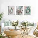 Fashion Makeup Canvas Wall Art Set of 3 - Pink Trendy Beauty Pictures Wall Decor, Sage Green Perfume Paintings, Makeup Brushes Earphone Prints for Teen Girls Bedroom Bathroom Dorm 16x24 inch Framed, 24L" x 16W"