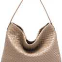 Woven Tote Bag for Women: Vegan Leather Purse for Weekend & Style | Handwoven Shoulder Bag with Removable & Adjustable Strap - Medium Tote Bag fit 11" iPad - Elegant Commuting & Daily Bag