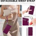 TUCCH Detachable Case Wallet for iPhone 17 Pro (6.3") 2025, Wrist Strap | 4 Card Slots RFID Blocking | Wireless Charging | Stand | 2-in-1 Magnetic | PU Leather | Shockproof Folio Cover | Plum Purple