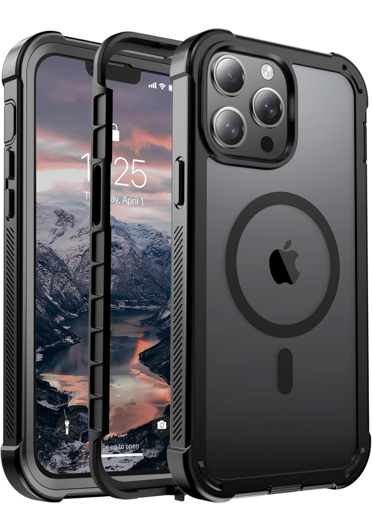 Magnetic for iPhone 13 Pro Max Case, [Compatible with MagSafe][Military Grade Drop Protection][Heavy Duty Protection][Non-Slip][Shockproof] with 2-Layer Durable Bumper Phone Case 6.7''-Black